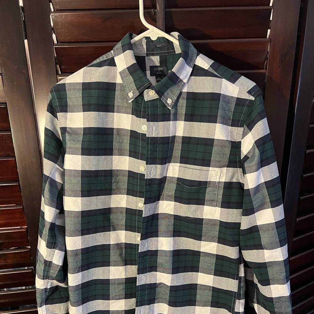 J.Crew Plaid Oxford Cloth Button Down Size M Slim Fit